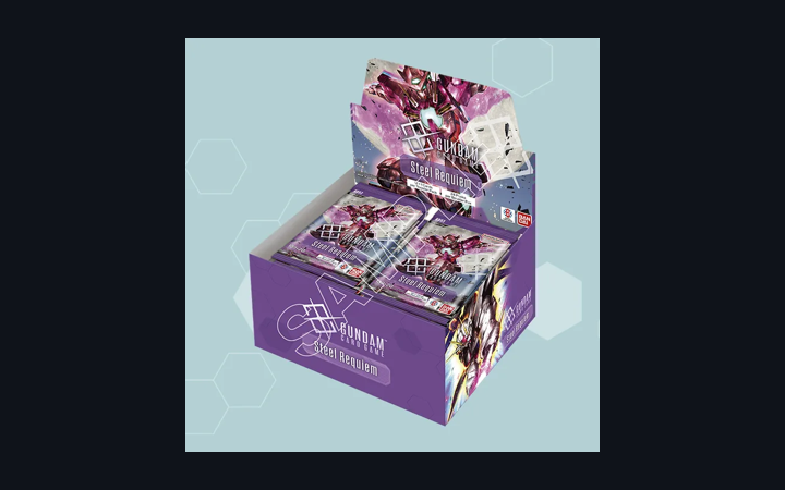 Gundam Card Game GD03 Steel Requiem booster display